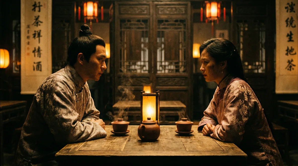 黄色仓库惊悚片剧照-密室对峙场景